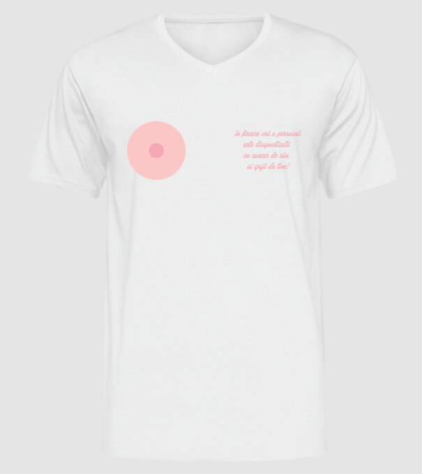 în fiecare oră o persoană este diagnosticată cu cancer de sân. ai grijă de tine! model alb pe tricou