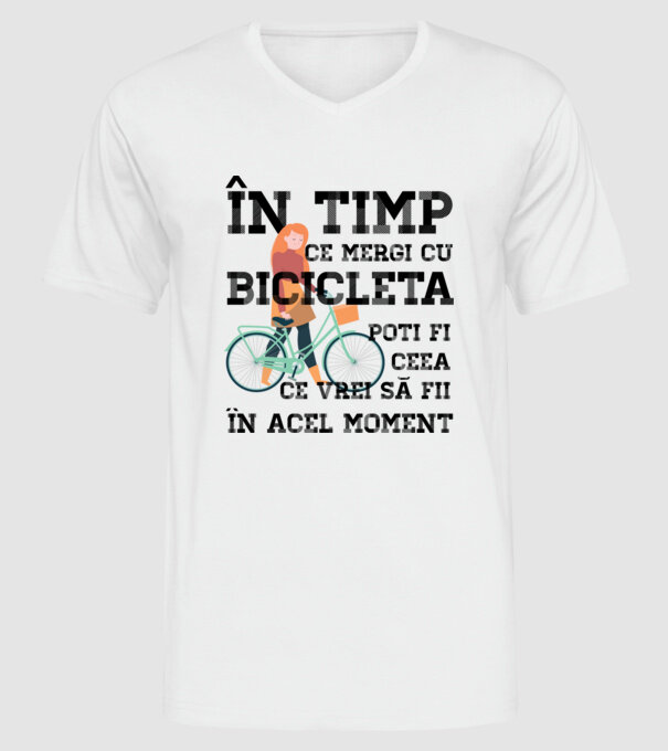în timp ce mergi cu bicicleta poți fi ceea ce vrei să fii - în acel moment model alb pe tricou