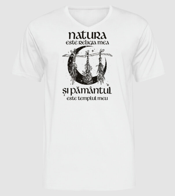Natura este religia mea model alb pe tricou