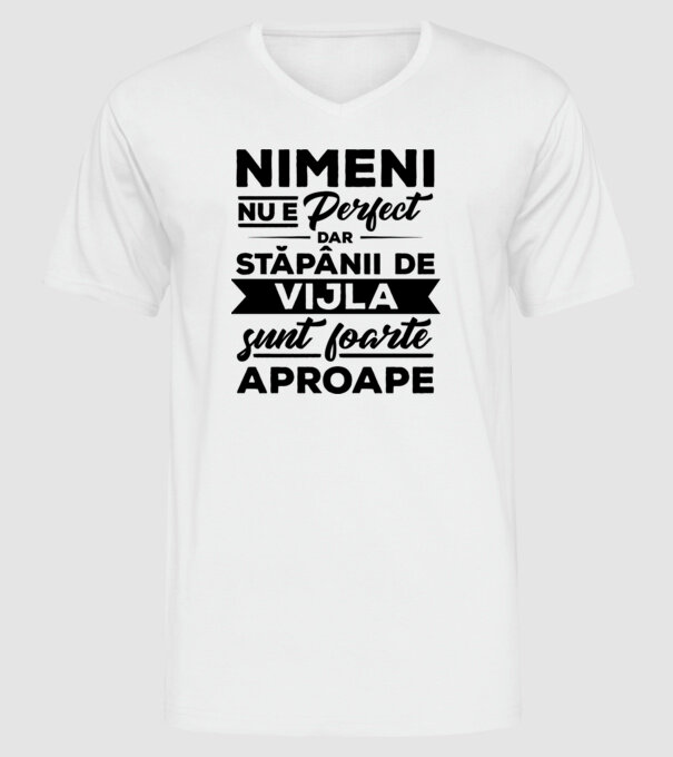 nimeni nu e perfect, dar stăpânii de vijla sunt foarte aproape model alb pe tricou