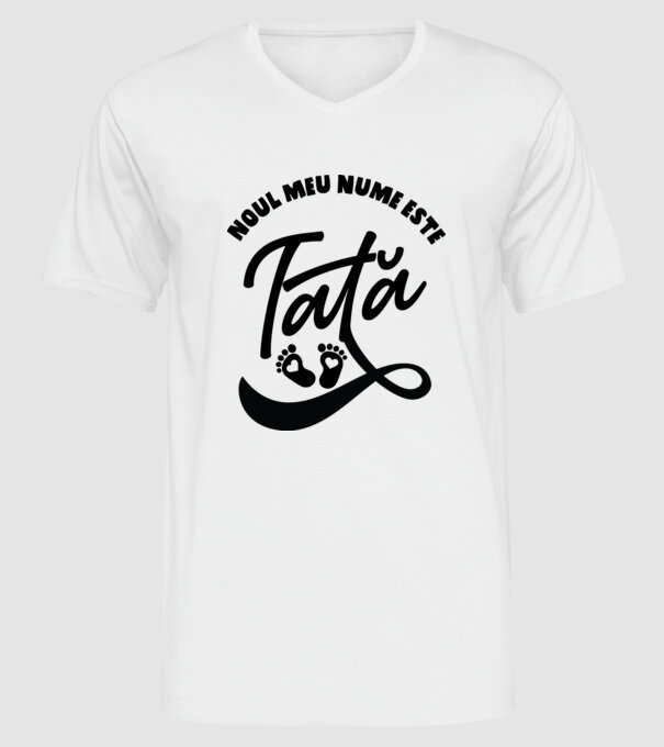 Noul meu nume este Tată model alb pe tricou