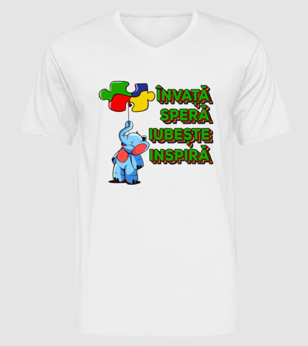 Învață, speră, iubește, inspiră model alb pe tricou
