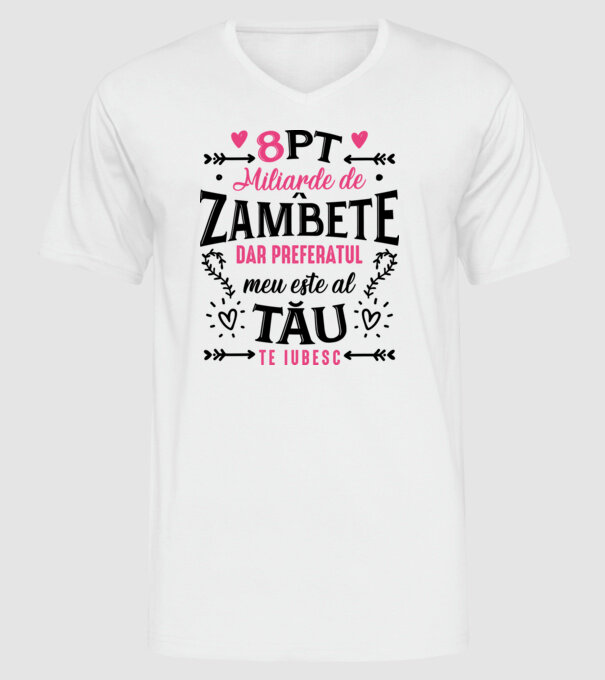 Opt miliarde de zâmbete model alb pe tricou