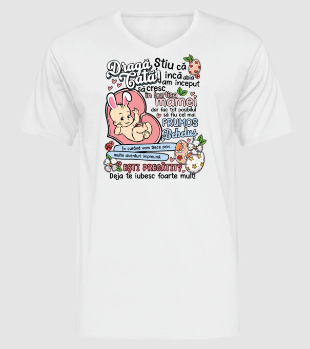 Paști Dragă tată model alb pe tricou
