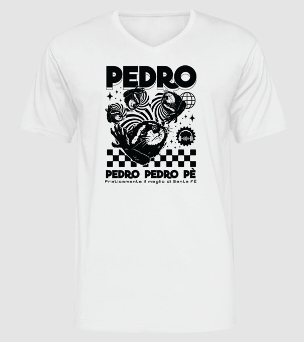 Pedro techno model alb pe tricou