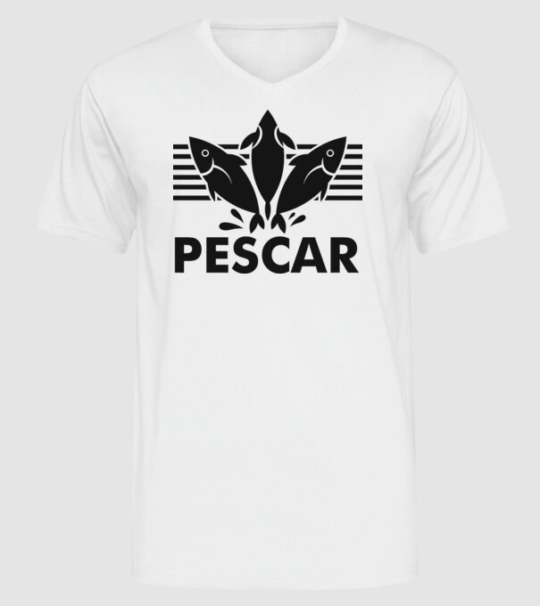 Pescar original model alb pe tricou
