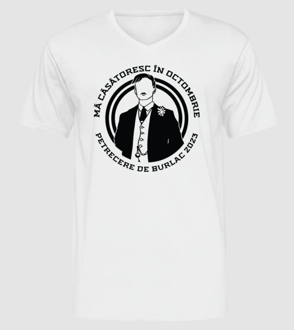 Petrecere de burlac octombrie model alb pe tricou