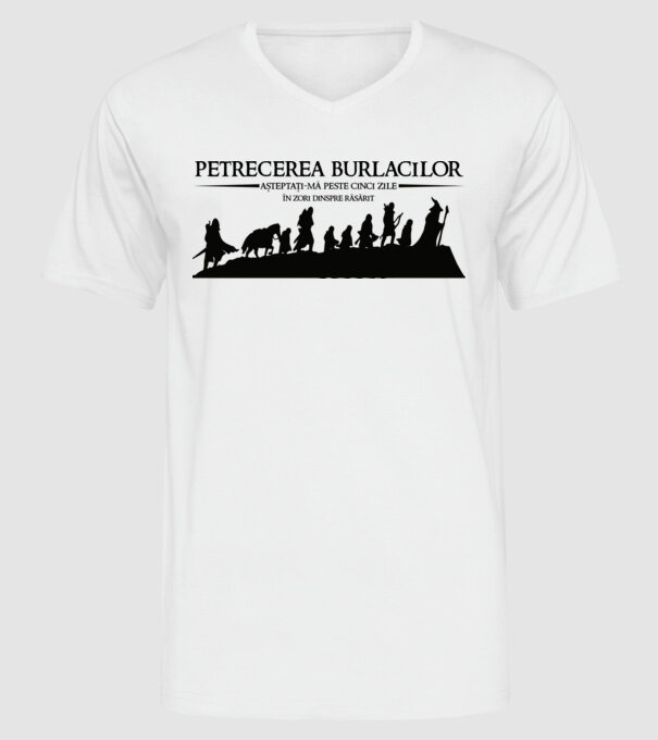 petrecerea burlacilor - așteptați-mă peste cinci zile - în zori dinspre răsărit model alb pe tricou