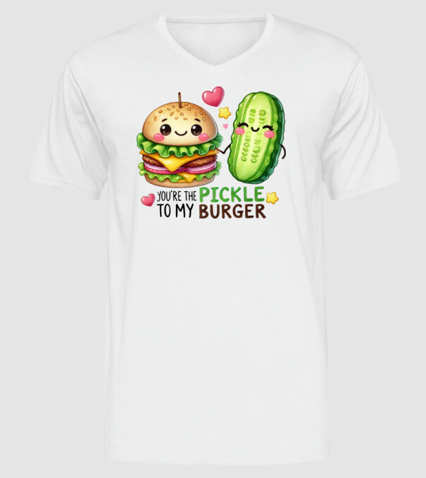 Pickle to my Burger model alb pe tricou