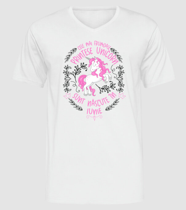 Cele mai frumoase prințese unicorn sunt născute în Iunie model alb pe tricou