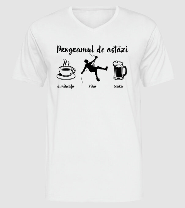 programul de astăzi: dimineața, ziua, seara model alb pe tricou