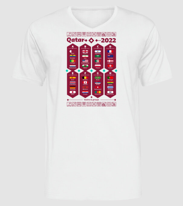 Qatar 2022 teams - groups white model alb pe tricou