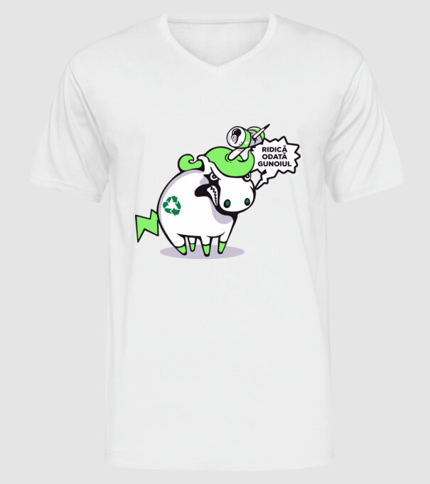 Ridică odată gunoiul model alb pe tricou