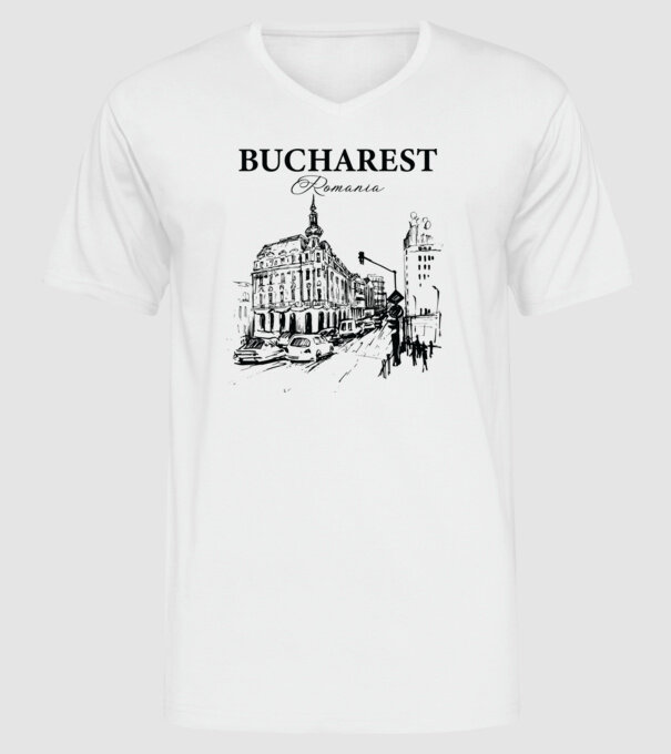 România Bucharest vintage model alb pe tricou