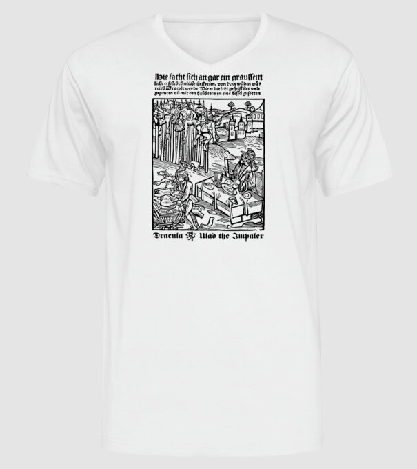 România dracula dark model alb pe tricou