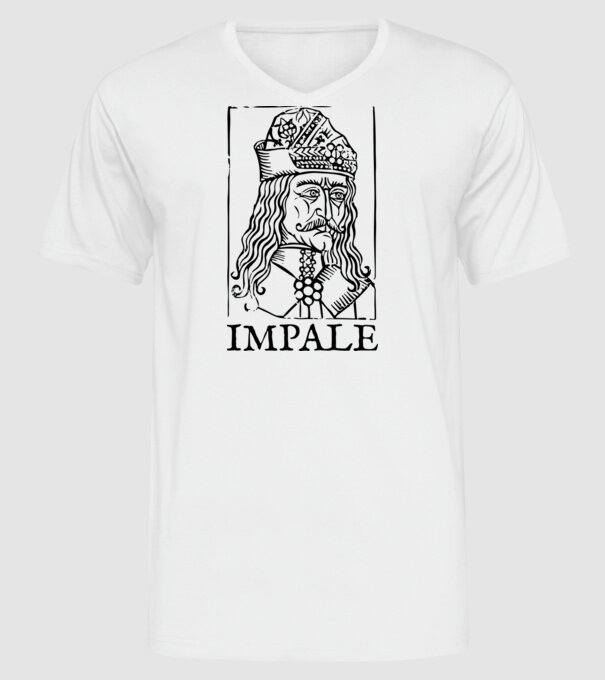 România dracula impale model alb pe tricou