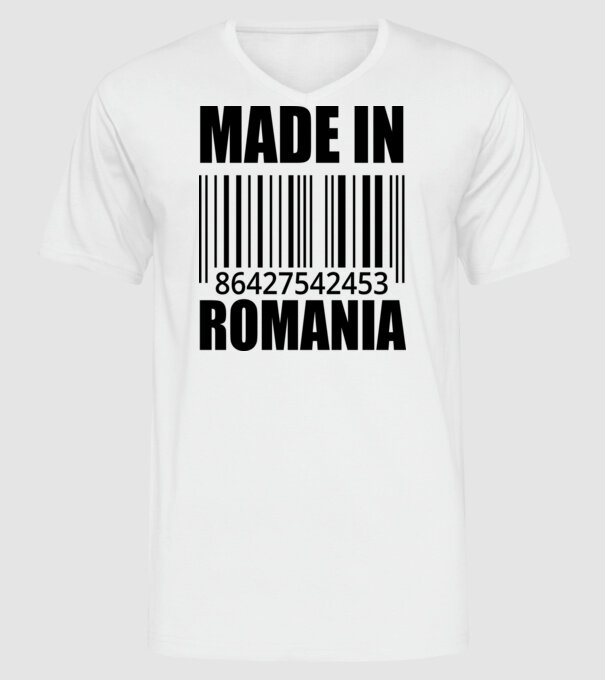 România made in model alb pe tricou