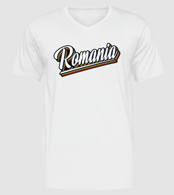 România retro model alb pe tricou