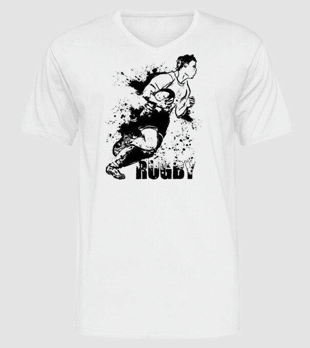 Rugby model alb pe tricou