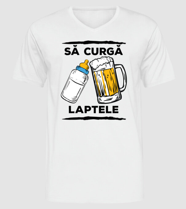 să curgă laptele! model alb pe tricou