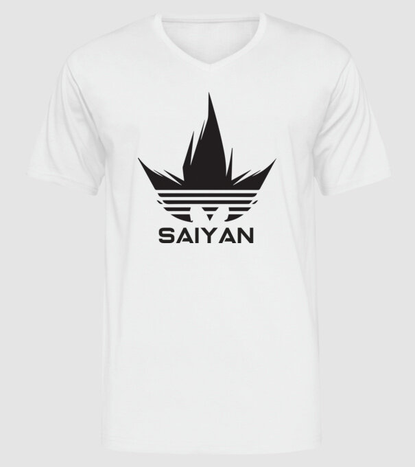 saiyan logo model alb pe tricou