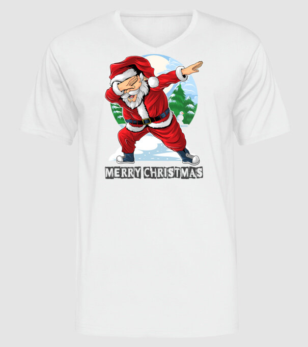 Santa merry christmas model alb pe tricou