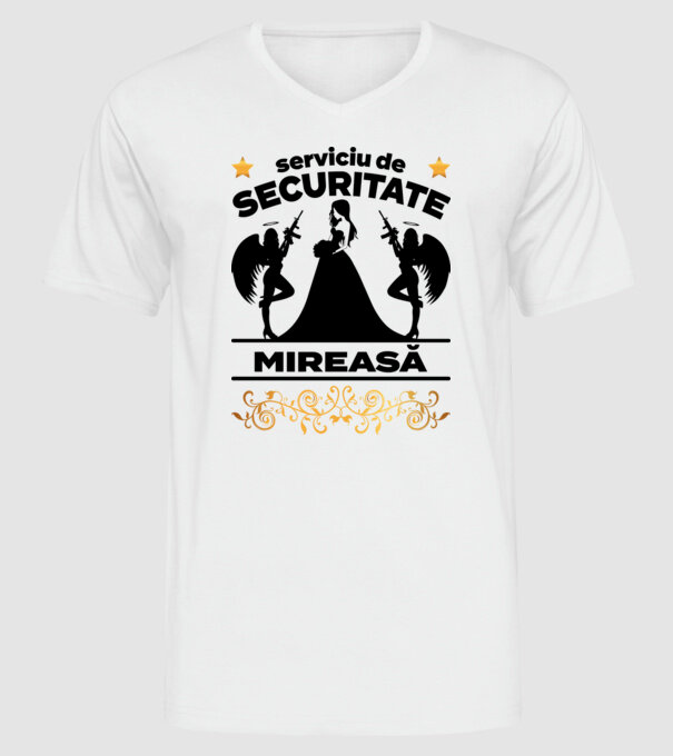 serviciu de securitate mireasă model alb pe tricou