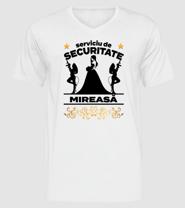 serviciu de securitate mireasă model alb pe tricou