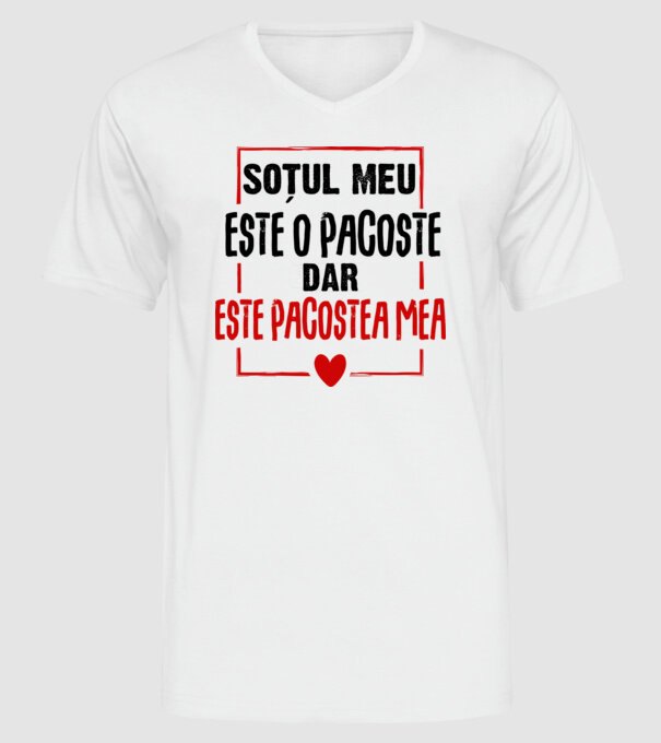 soțul meu este o pacoste model alb pe tricou