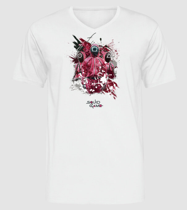 squid game poster model alb pe tricou
