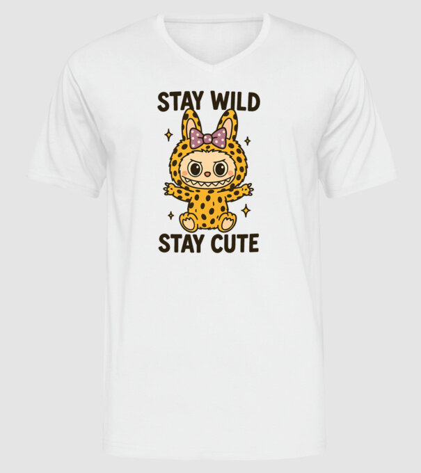Stay wild - Labubu model alb pe tricou