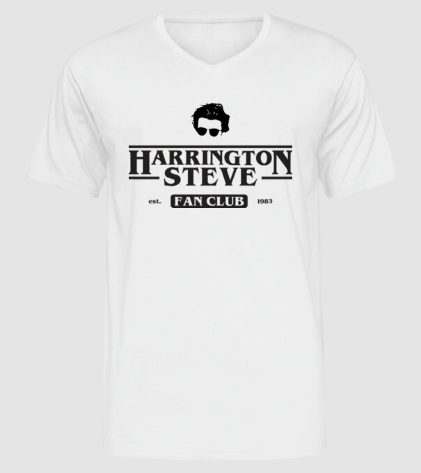 steve harrington fan club model alb pe tricou