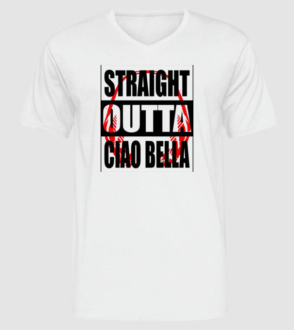 straight outta bella ciao model alb pe tricou