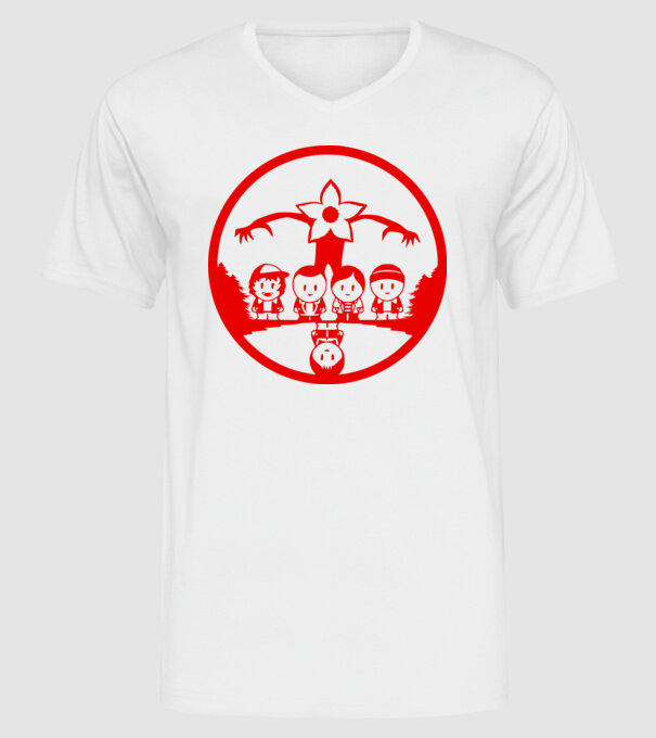stranger things cartoon model alb pe tricou