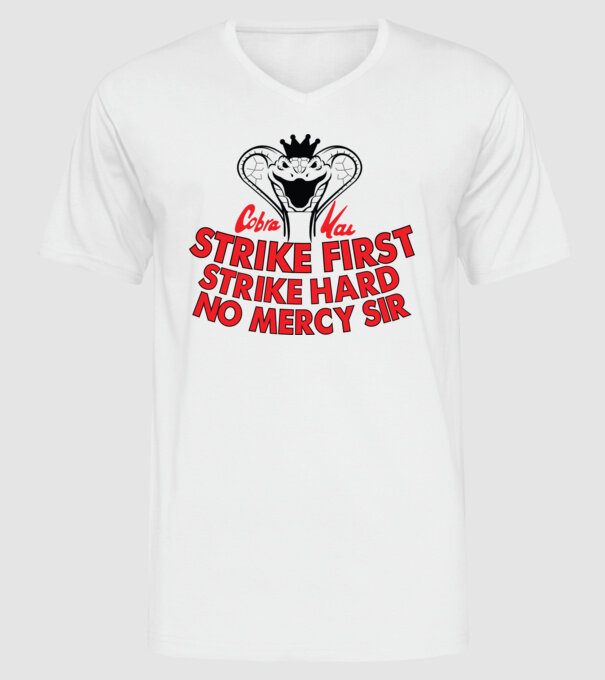 Strike first strike hard logo model alb pe tricou