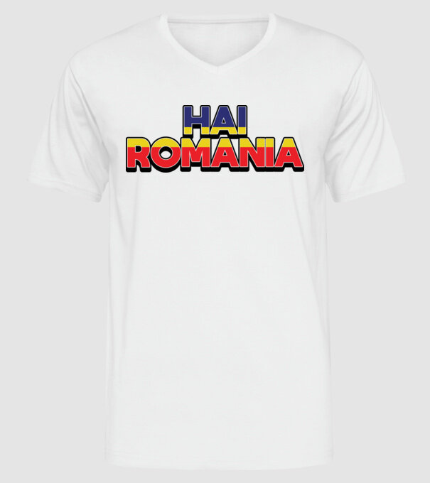 Subtitlu Hai Romania model alb pe tricou