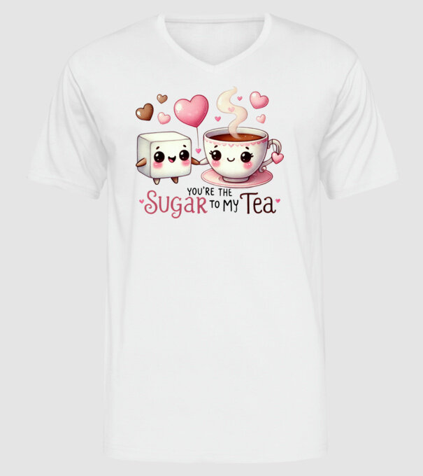 Sugar to my Tea model alb pe tricou