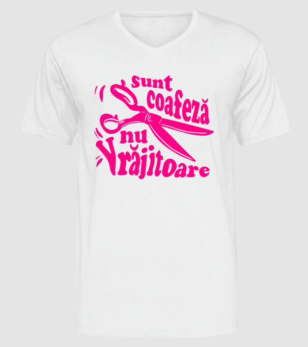 sunt coafeză, nu vrăjitoare model alb pe tricou