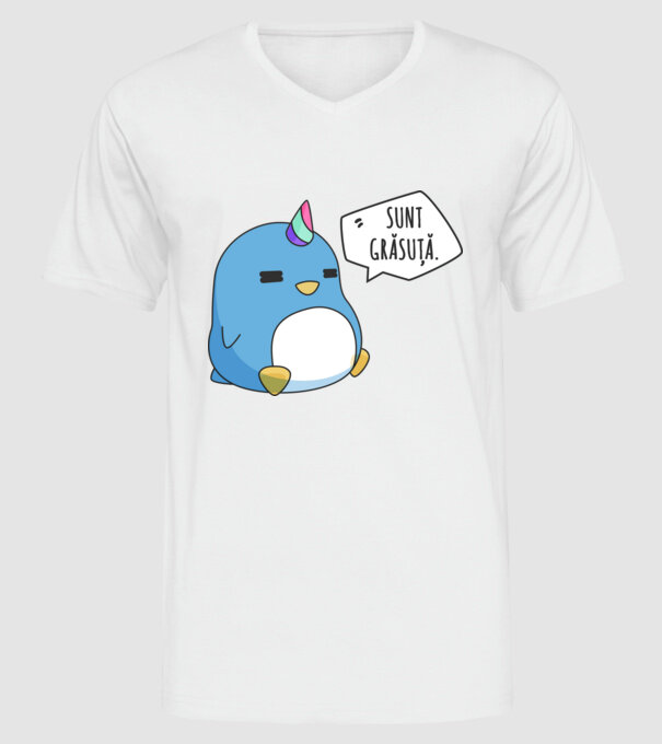sunt grăsuță model alb pe tricou