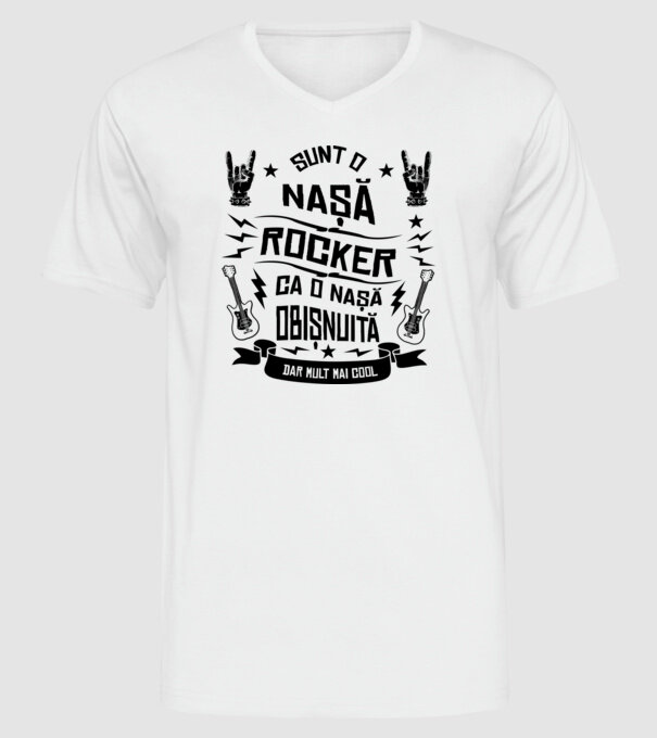 Sunt o nașă rocker, ca o nașă obișnuită, dar mult mai cool model alb pe tricou