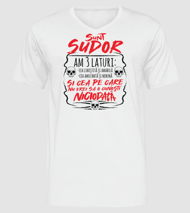 sunt sudor am 3 laturi model alb pe tricou