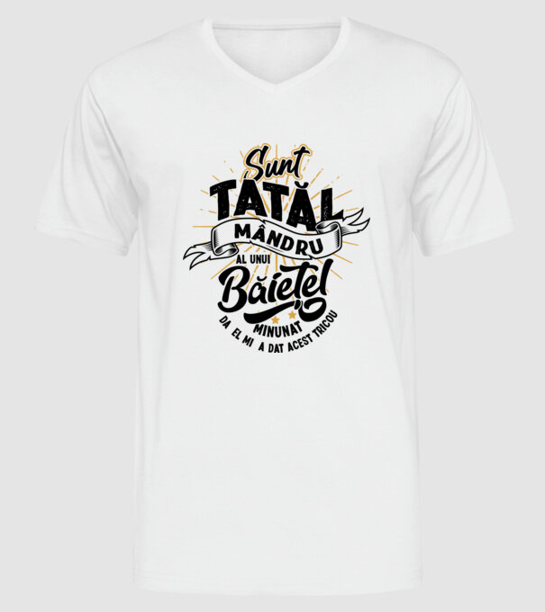 Sunt tatăl mândru al unui băiețel minunat - da, el mi-a dat acest tricou model alb pe tricou