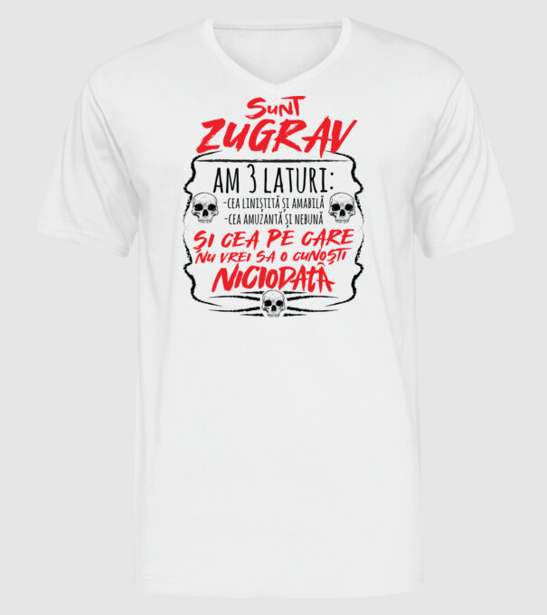 sunt zugrav am 3 laturi model alb pe tricou