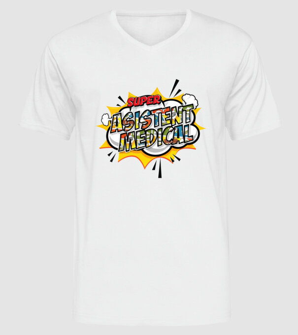 Super Asistent medical model alb pe tricou