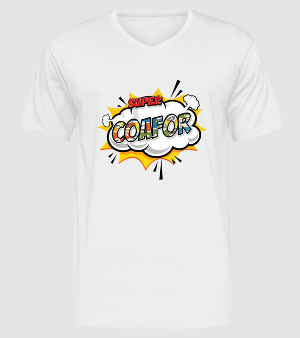 Super Coafor model alb pe tricou