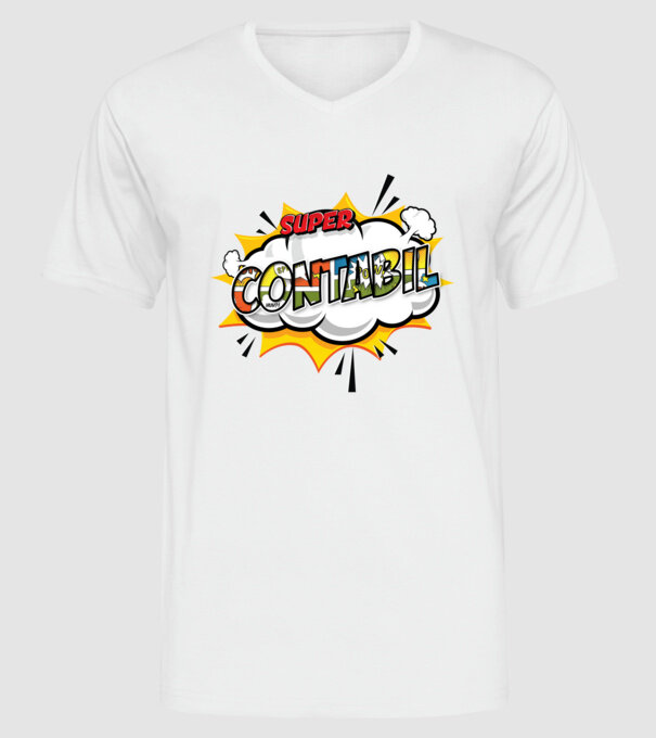 Super Contabil model alb pe tricou