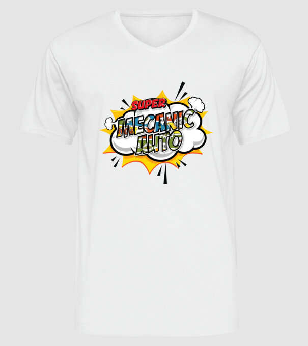 Super mecanic auto model alb pe tricou