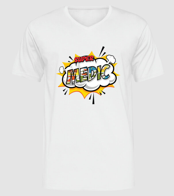 Super Medic model alb pe tricou