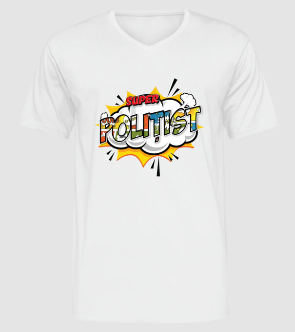 Super Polițist model alb pe tricou