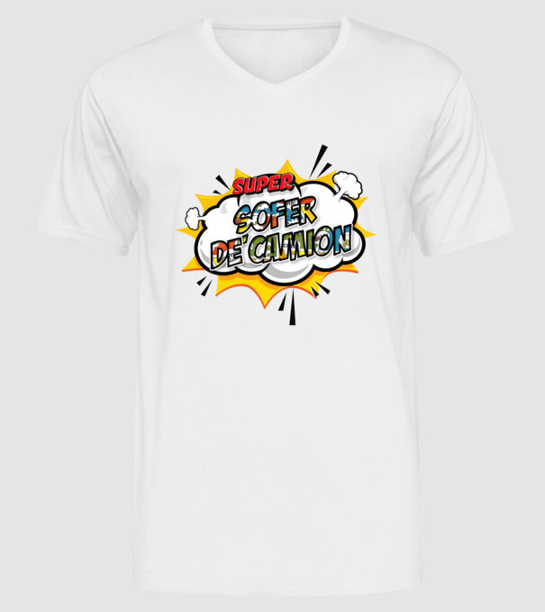 Super Șofer de camion model alb pe tricou